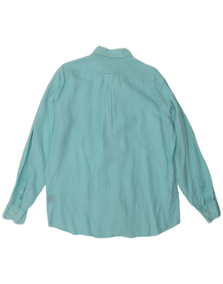 Camicia da uomo Faconnable in lino blu medio
