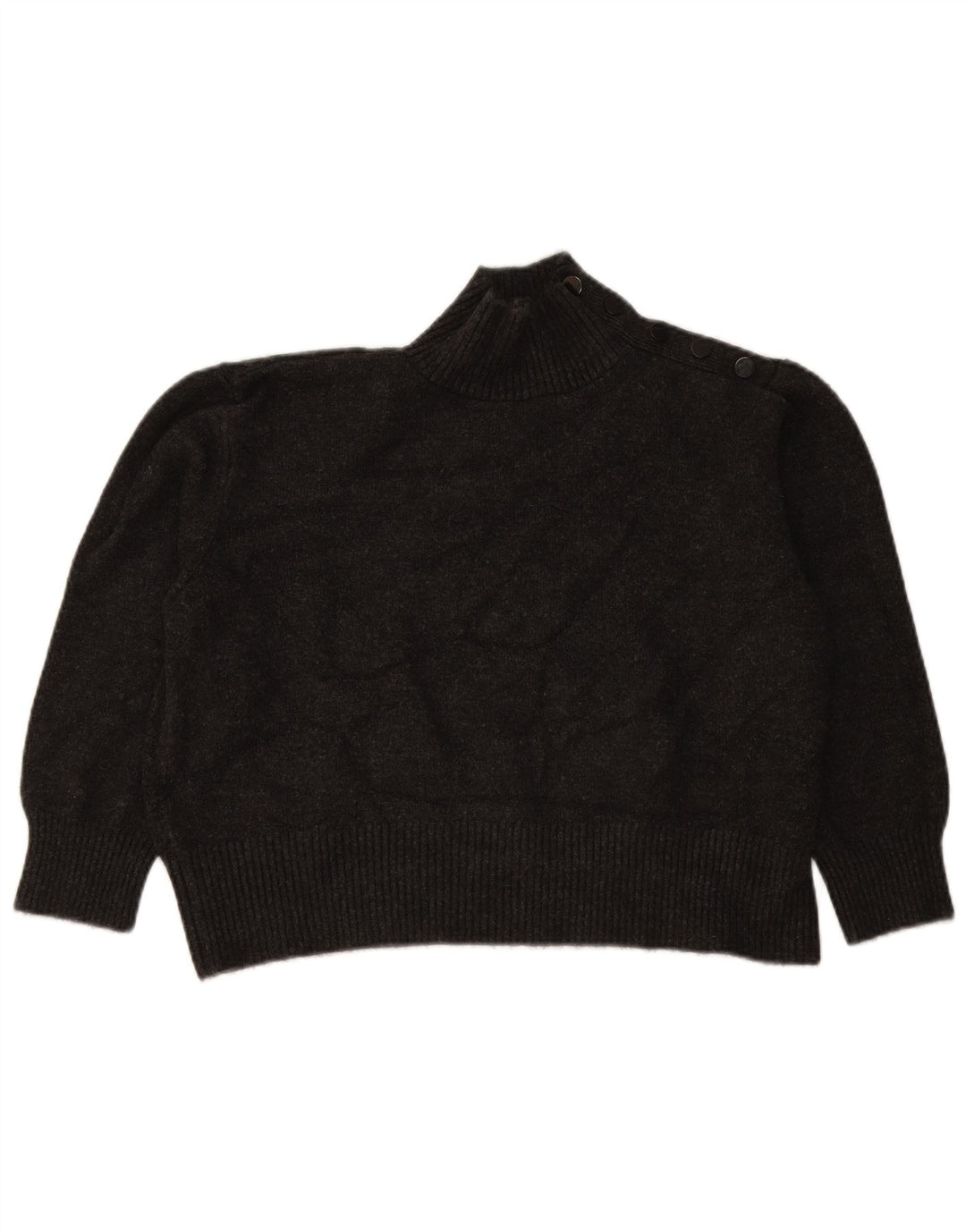 Maglione Zara da donna oversize corto con collo abbottonato UK 10 piccolo grigio