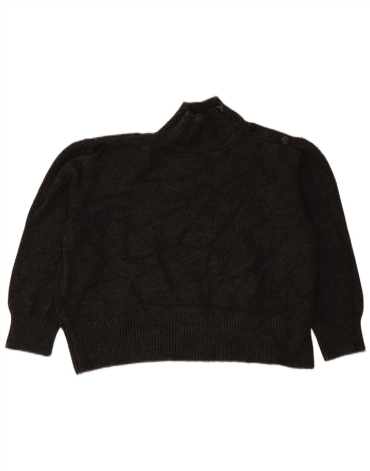Maglione Zara da donna oversize corto con collo abbottonato UK 10 piccolo grigio