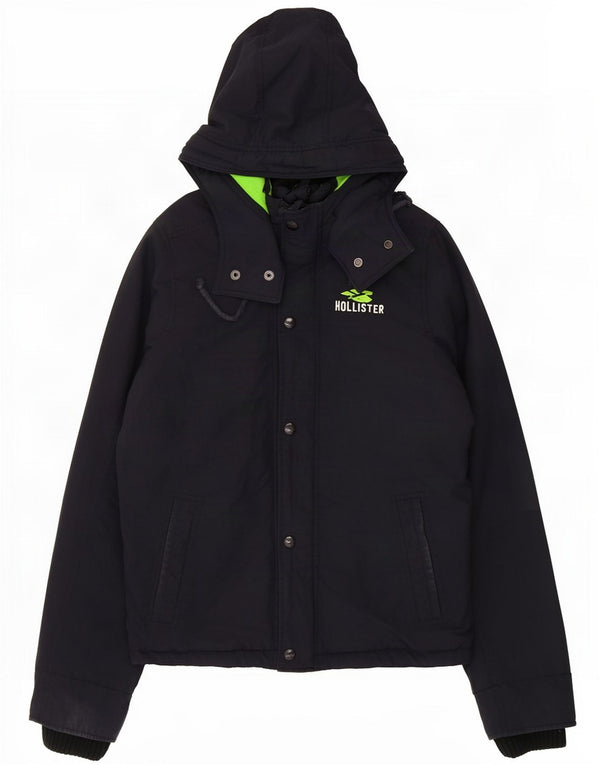 Hollister Mens Hooded Windbreaker Jacket UK 42 XL Navy Blue Polyester
