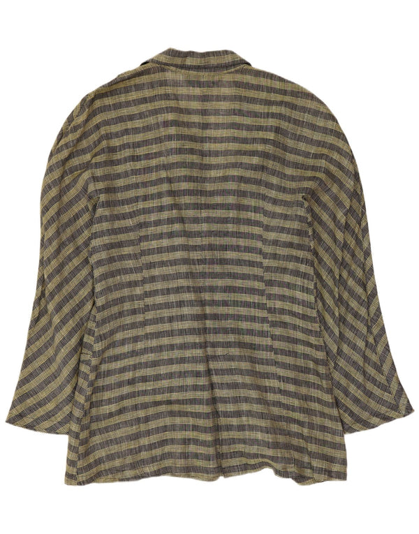 Comma, Womens Double Breasted Blazer Jacket UK 14 Large Yellow Check Wool