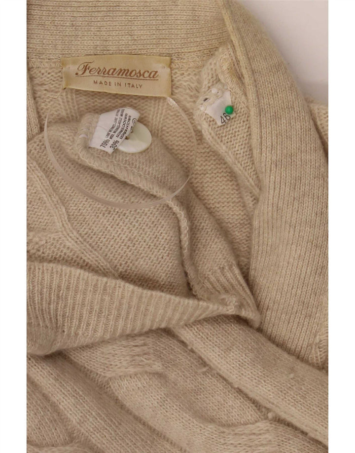 Maglione Cardigan Oversize Donna Ferramosca IT 46 Large Beige Lana