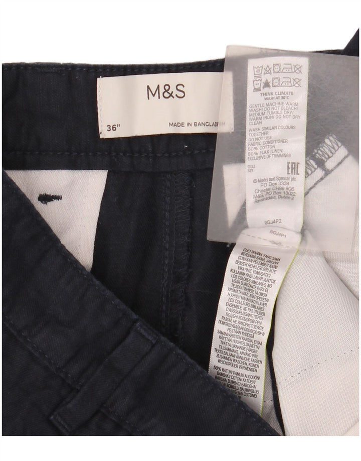 Pantaloncini chino da uomo Marks & Spencer W36 grandi lino blu navy