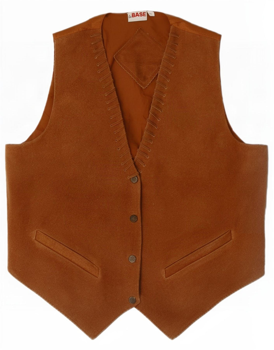 Gilet vintage da uomo in pelle scamosciata piccolo in pelle beige