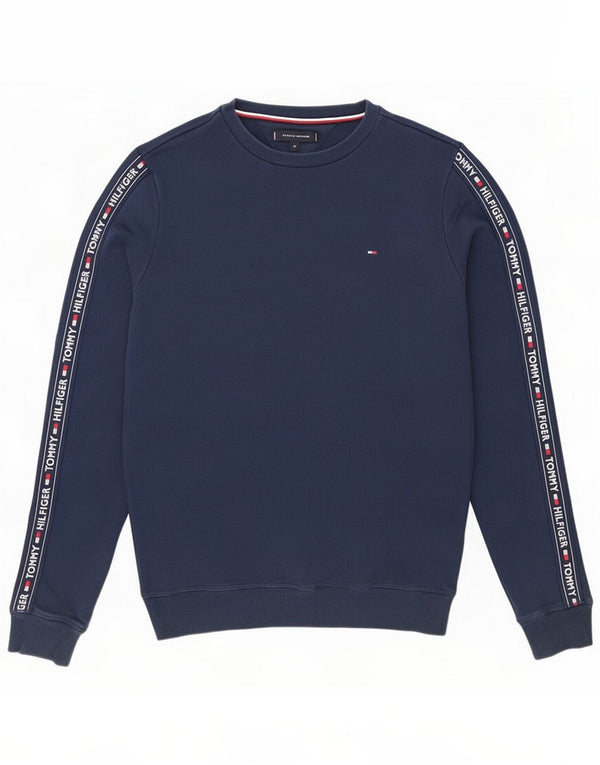 Tommy Hilfiger Felpa con grafica da uomo Maglione medio blu navy Cotone