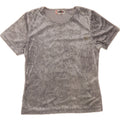 VINTAGE Womens T-Shirt Top UK 14 Medium Silver Polyester Vintage Vintage and Second-Hand Vintage from Messina Hembry 