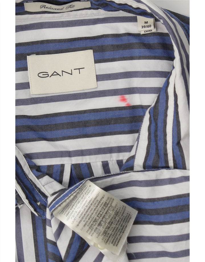 Gant Camicia da uomo vestibilità comoda taglia 39/40 cotone a righe blu medio