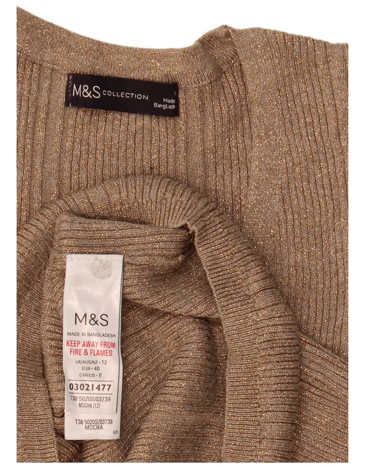 Maglione con scollo a V da donna Marks & Spencer UK 12 Beige medio screziato