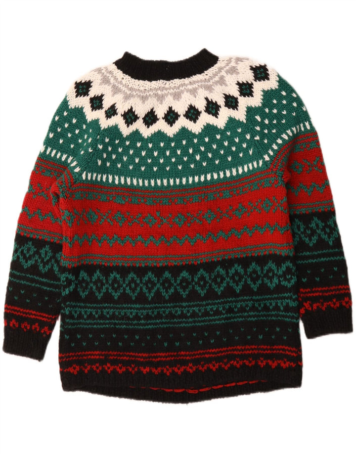 Maglione vintage da donna con collo dolcevita UK 16 grande multicolore
