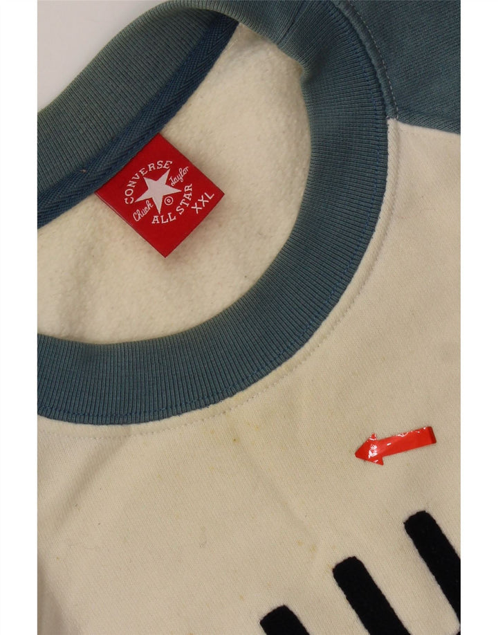 Converse Uomo Chuck Taylor Felpa grafica Maglione 2XL Bianco Colourblock