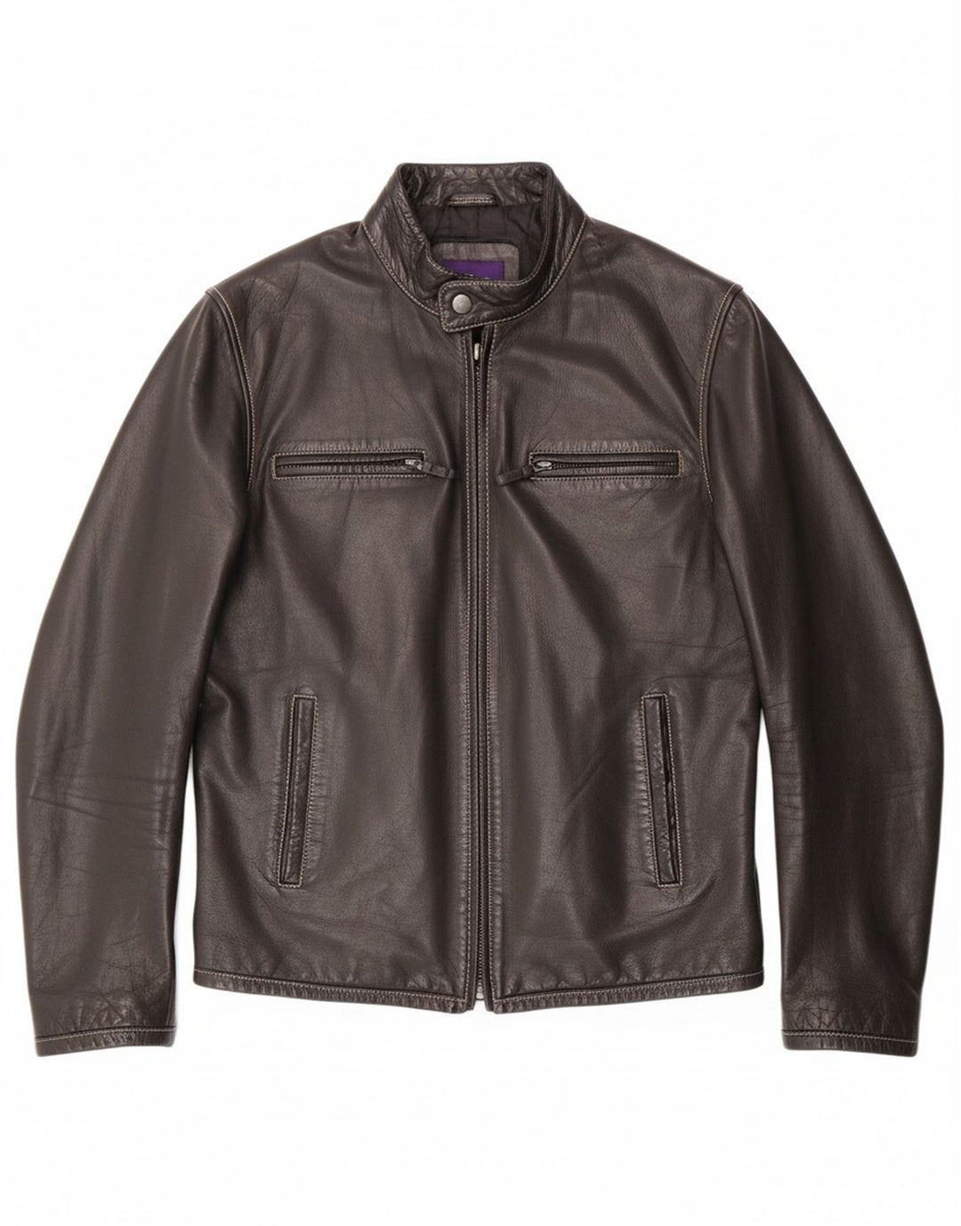 ZARA Womens Leather Racer Jacket UK 18 XL Black Leather
