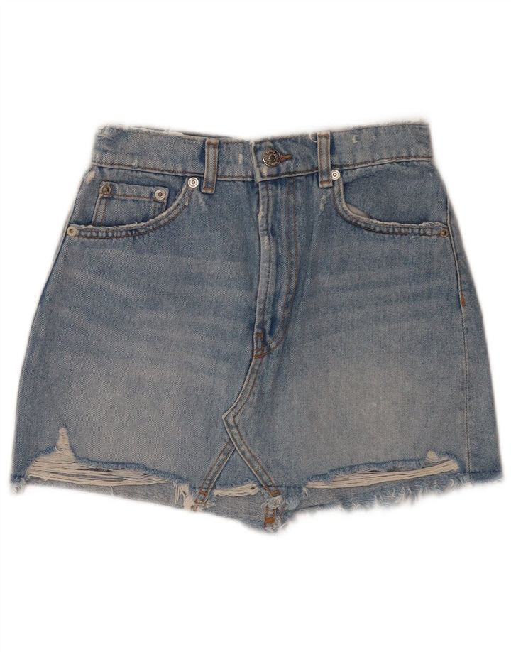 Pantaloncini di jeans invecchiati Zara da donna piccoli W26 blu