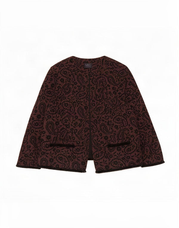 Giacca blazer con maniche a 3/4 da donna Marks & Spencer UK 10 Small Red Paisley