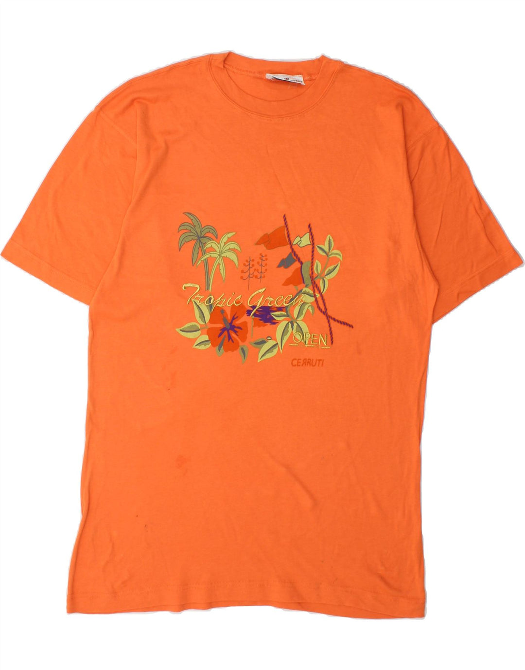 CERRUTI 1881 Mens Graphic T-Shirt Top Medium Orange Cotton Vintage Cerruti 1881 and Second-Hand Cerruti 1881 from Messina Hembry 