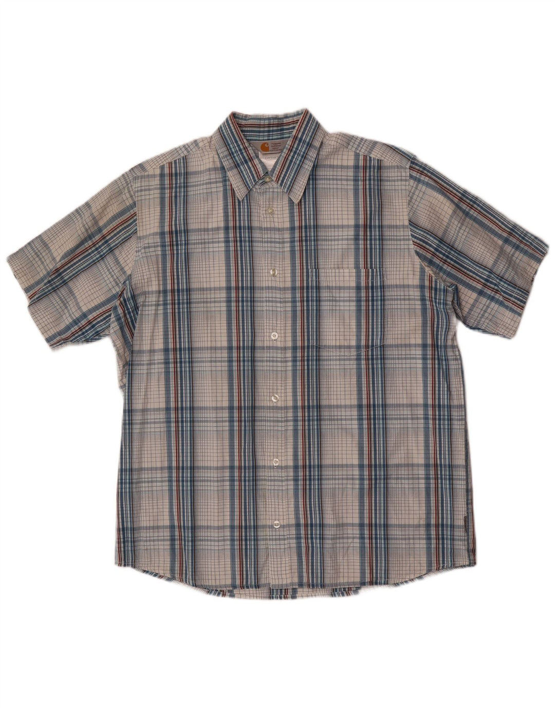 Camicia a maniche corte da uomo Carhartt, cotone a quadri blu grandi