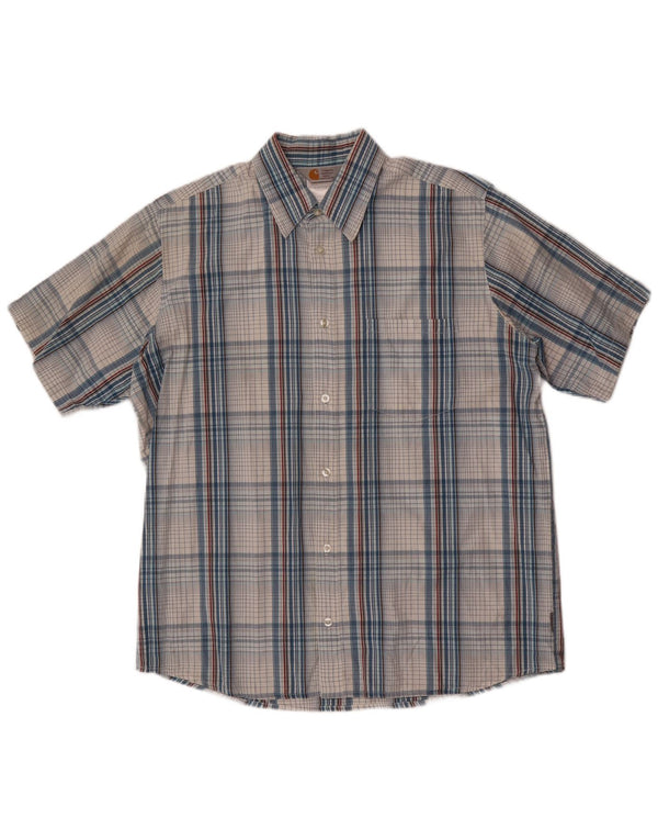 Camicia a maniche corte da uomo Carhartt, cotone a quadri blu grandi