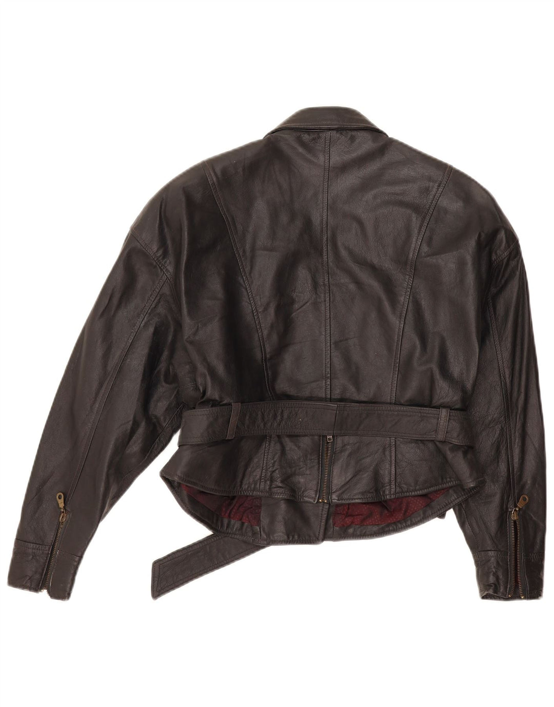 Giacca da motociclista in pelle da donna vintage IT 44 pelle nera media