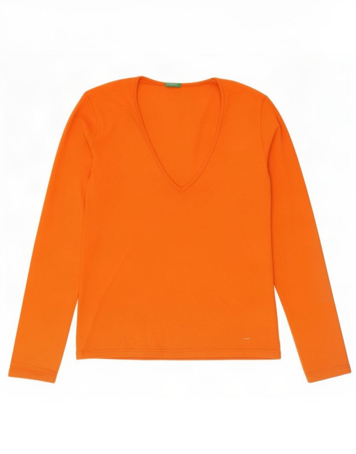 Maglia da donna a maniche lunghe Benetton UK 10 piccola arancione