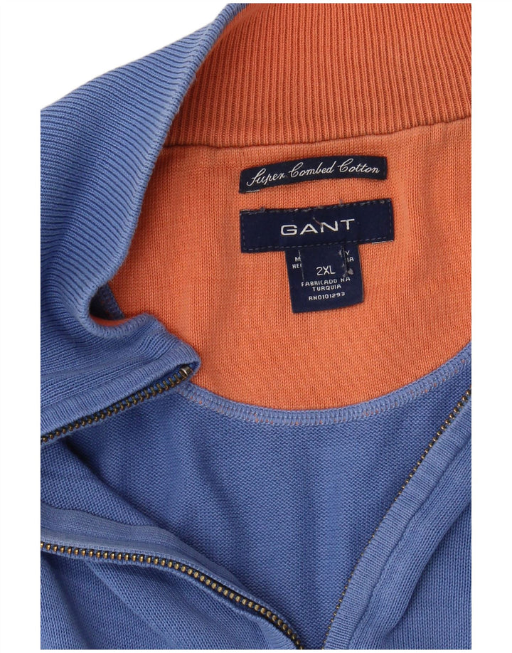Gant Maglione da uomo con zip e collo 2XL in cotone blu