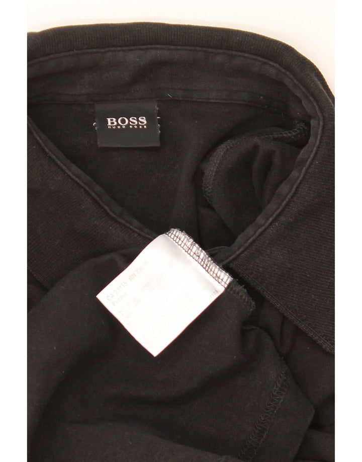 Polo da uomo a maniche lunghe Hugo Boss grande in cotone nero