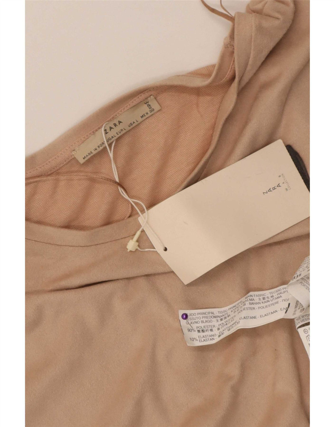 Canotta da donna Zara UK 16 grande in poliestere beige
