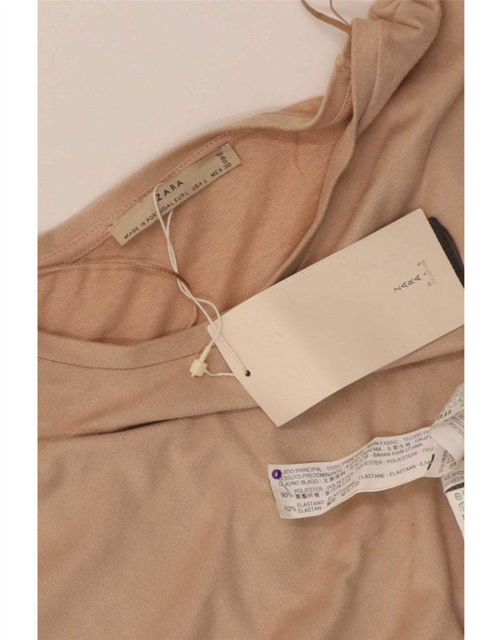 Canotta da donna Zara UK 16 grande in poliestere beige