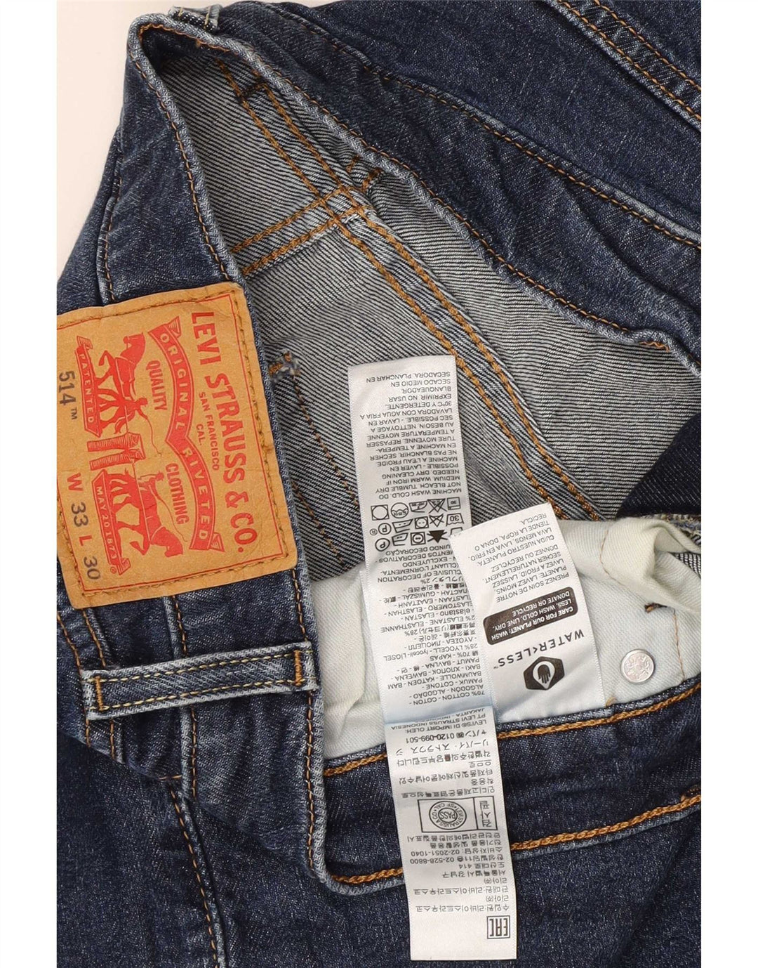 Levi's Uomo 514 Jeans dritti W33 L23 Cotone Blu
