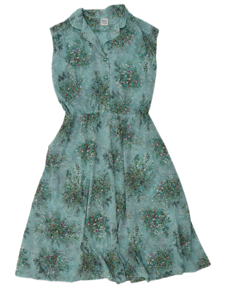 DIOLEN Abito da donna senza maniche a trapezio IT 44 Poliestere floreale blu medio