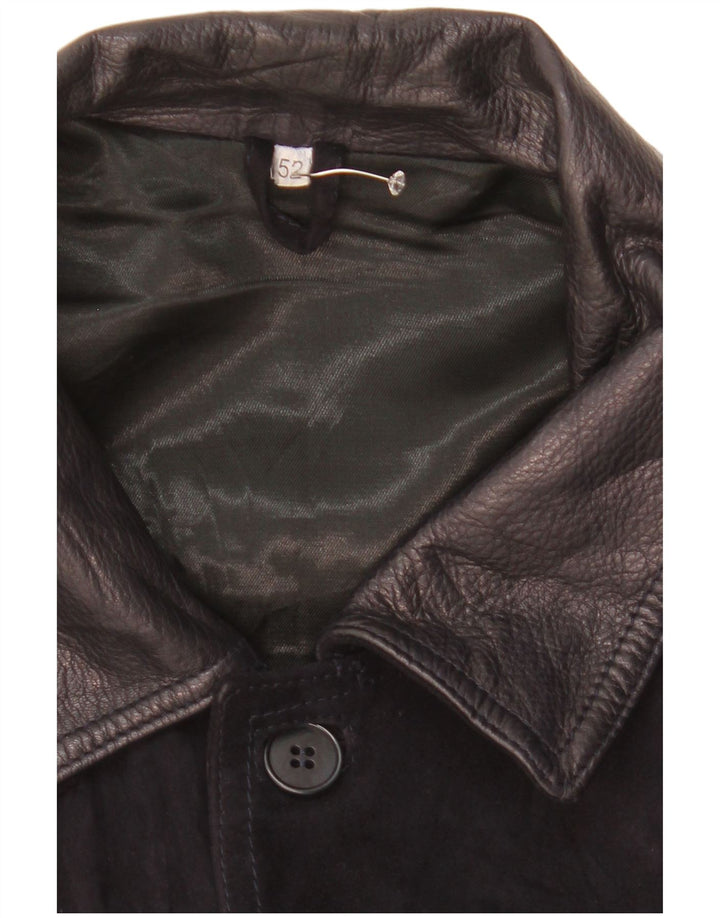 Giubbotto bomber vintage in pelle scamosciata da uomo IT 52 XL in pelle nera