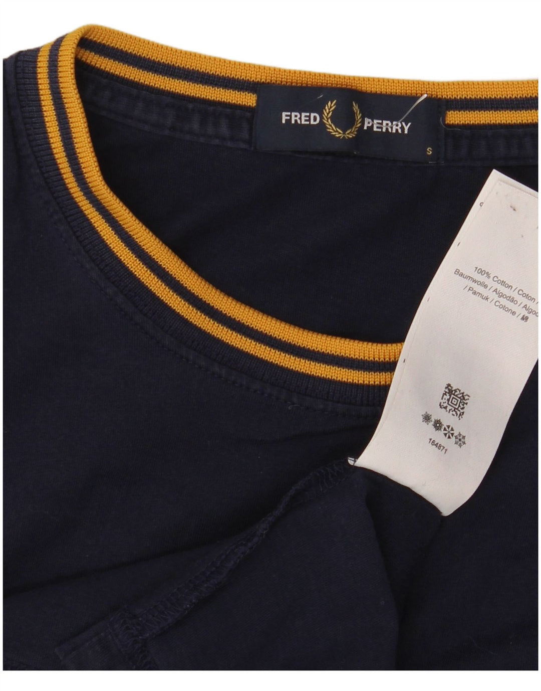 T-shirt da uomo Fred Perry Top Small in cotone blu navy