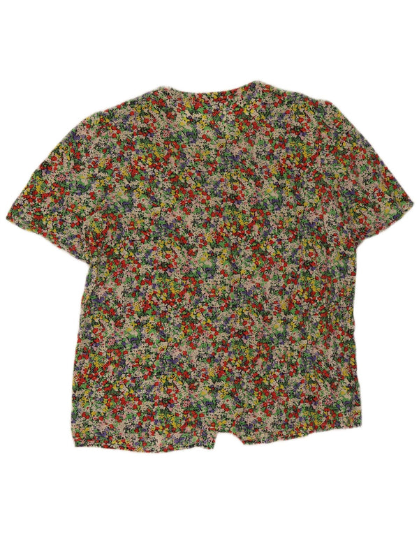 Vintage Womens Short Sleeve Shirt Blouse UK 16 Large Multicoloured Floral