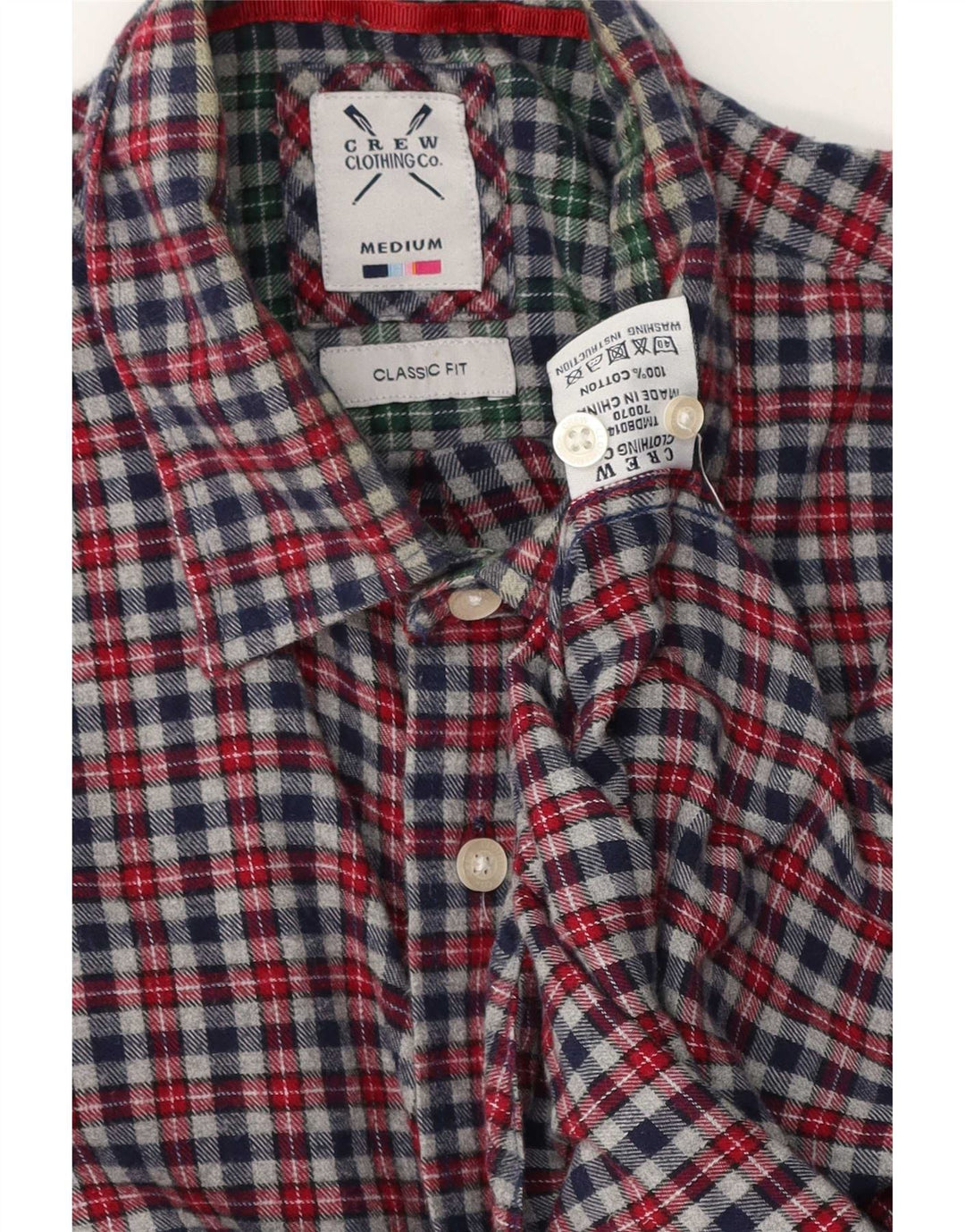 Crew Clothing Camicia da uomo in flanella dalla vestibilità classica, in cotone a quadri grigio medio