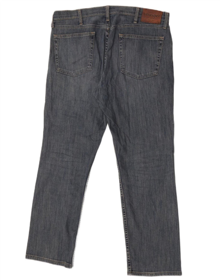 Jeans dritti slim da uomo Wrangler W34 L30 cotone blu