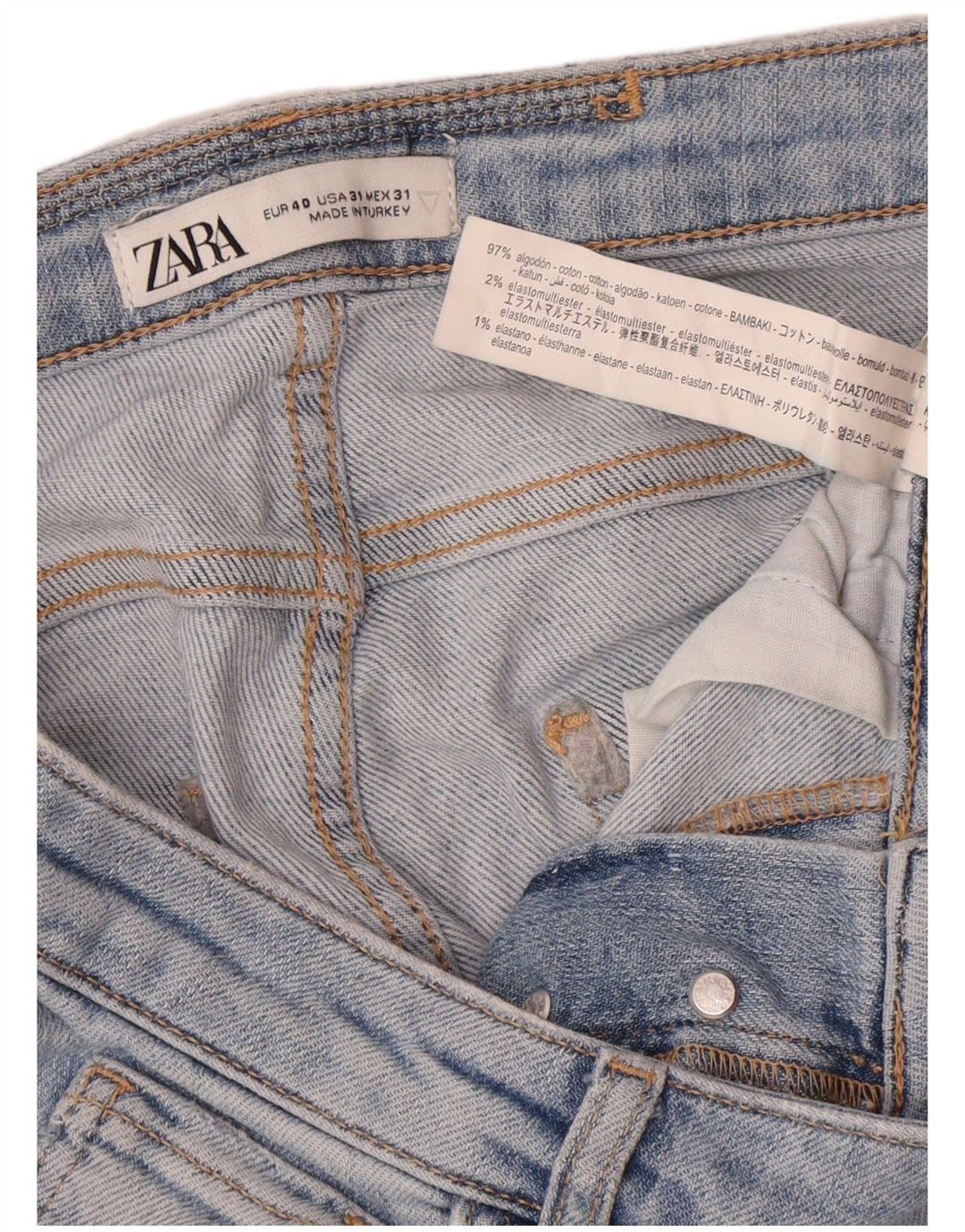 Jeans slim invecchiati da uomo Zara EU 40 medio W31 L30 cotone blu