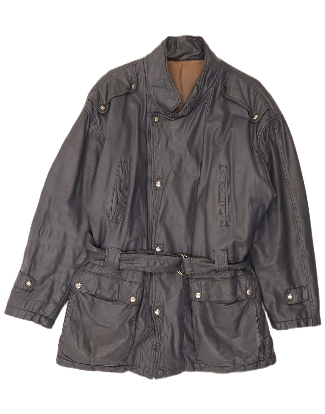 Giacca in pelle vintage da uomo UK 40 grande grigia