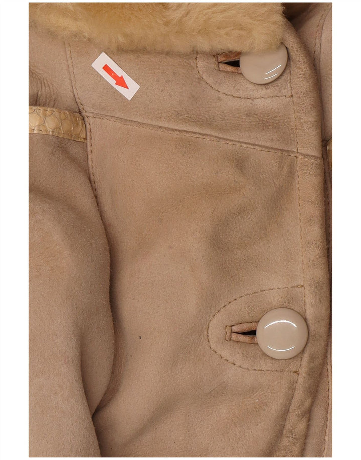 Cappotto in shearling vintage da donna UK 14 Shearling beige medio