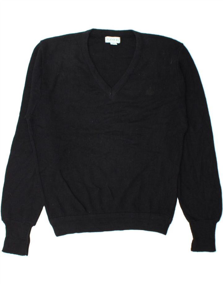 IZOD Mens V-Neck Jumper Sweater Large Black Vintage Izod and Second-Hand Izod from Messina Hembry 