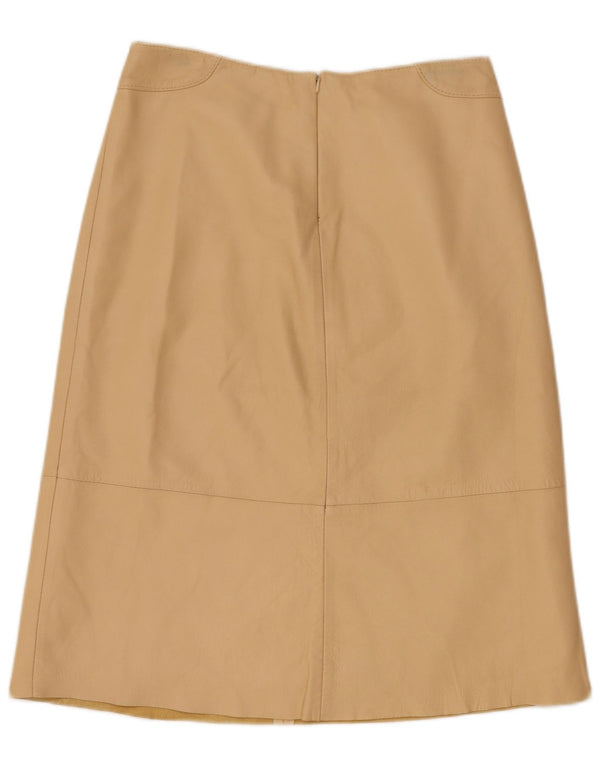 Gonna in pelle da donna vintage UK 12 media W28 Beige