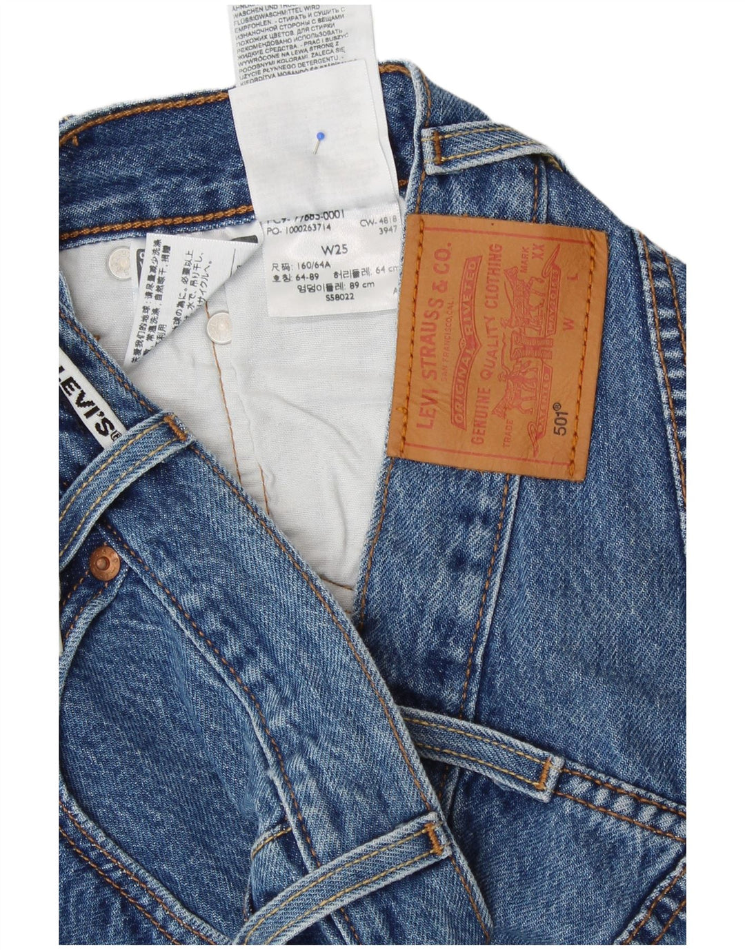 LEVI'S Womens 501 Denim Hot Pants W25 XS Blue Cotton