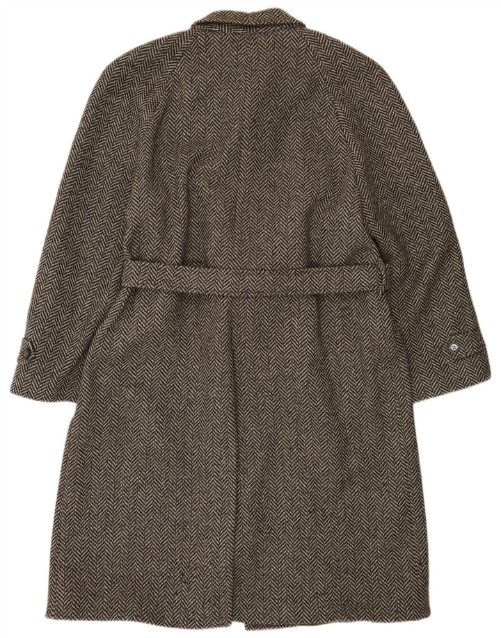 Soprabito da uomo Crombie Aberdeen UK 42 XL Lana nuova a spina di pesce grigia