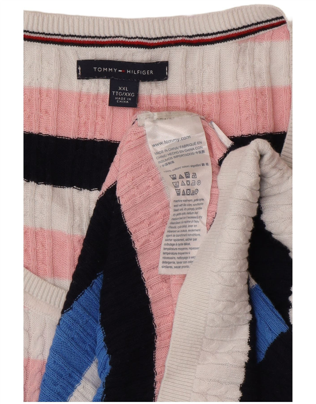 Tommy Hilfiger Uomo Maglione con scollo a barca Maglione 2XL Classico multicolore