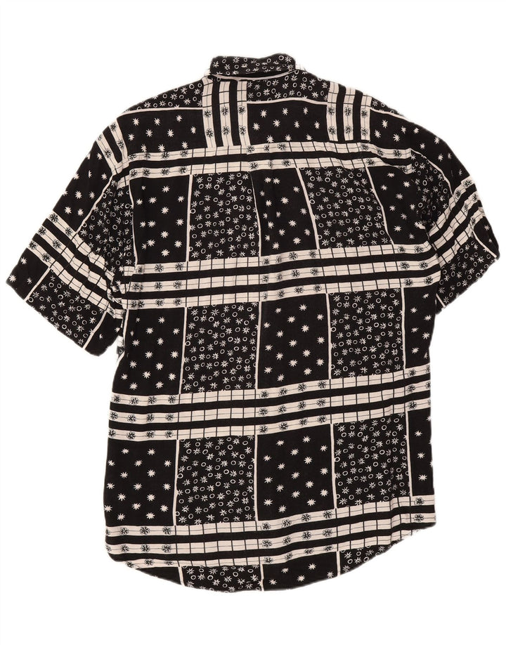 Camicia a maniche corte da uomo Nanuk in viscosa floreale nera media