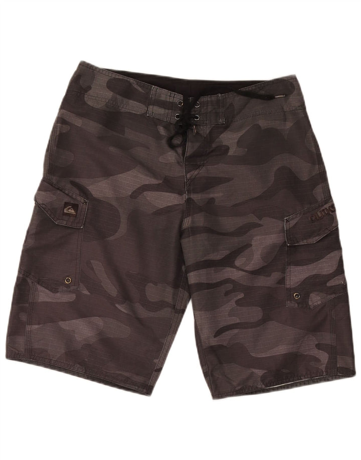 Pantaloncini da bagno da uomo Quiksilver in poliestere mimetico grigio medio
