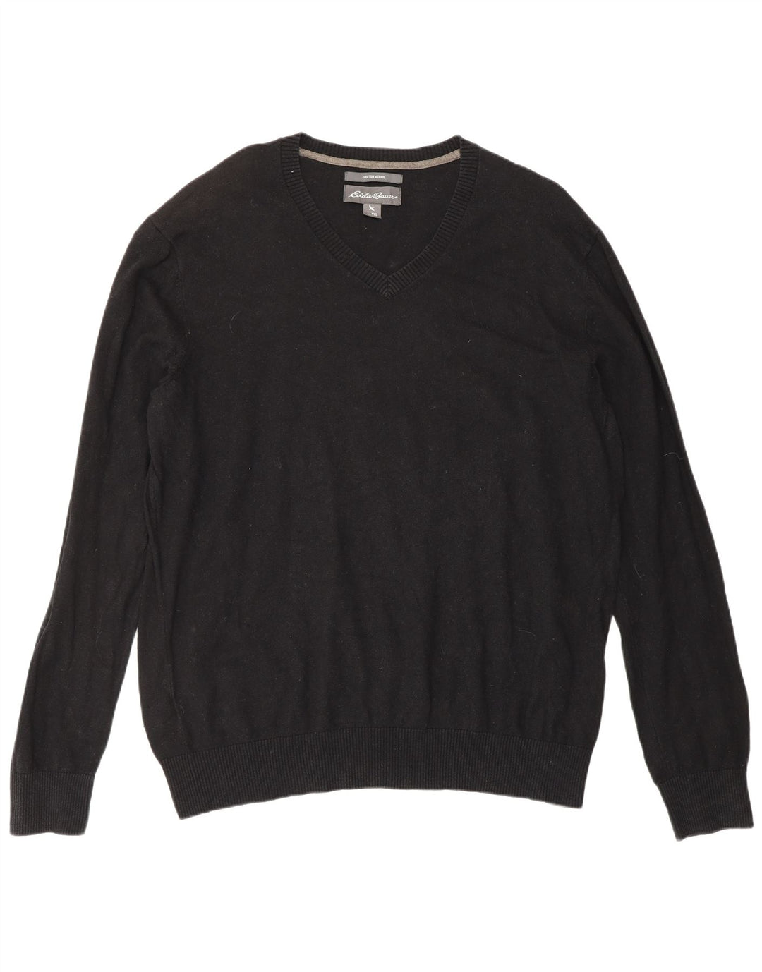 Maglione da uomo con scollo a V Eddie Bauer XL in cotone nero