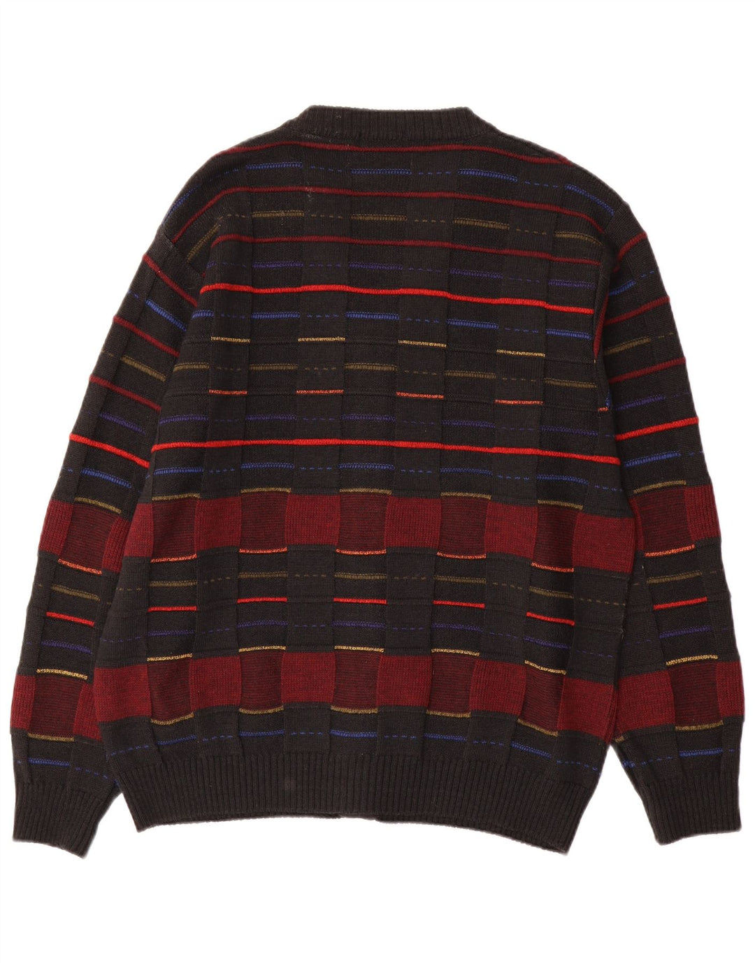 Maglione cardigan da uomo vintage IT 48 lana a quadri neri medi