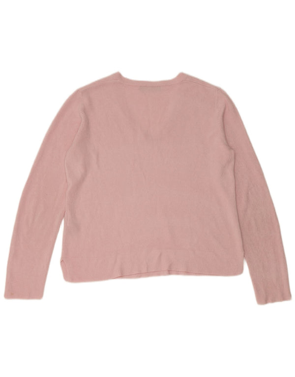 Maglione corto con scollo a V da donna Marks & Spencer UK 14 Acrilico rosa medio