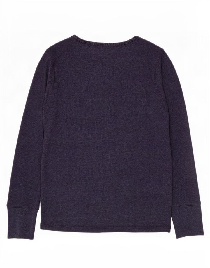 Marks & Spencer Top da donna a maniche lunghe UK 12 medio cotone blu navy