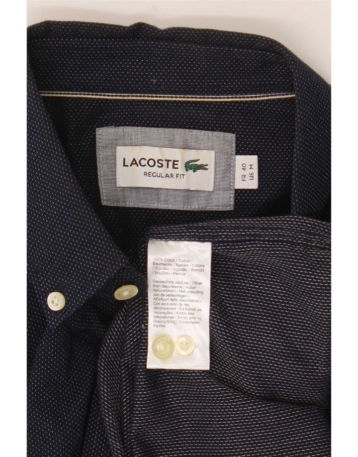 Camicia Lacoste da uomo vestibilità regolare taglia 40 cotone maculato medio blu navy