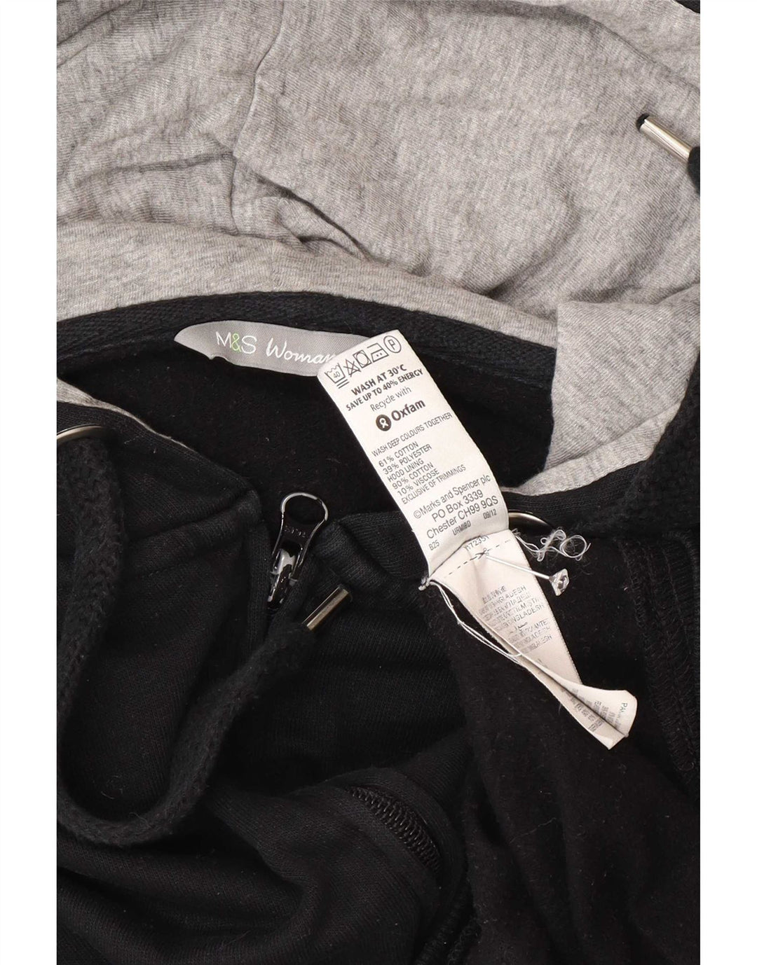 Maglione con cappuccio e zip vestibilità regolare da donna Marks & Spencer UK 16 grande nero