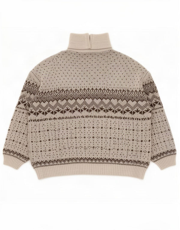 Maglione vintage da uomo con zip e collo 2XL Grigio Fair Isle